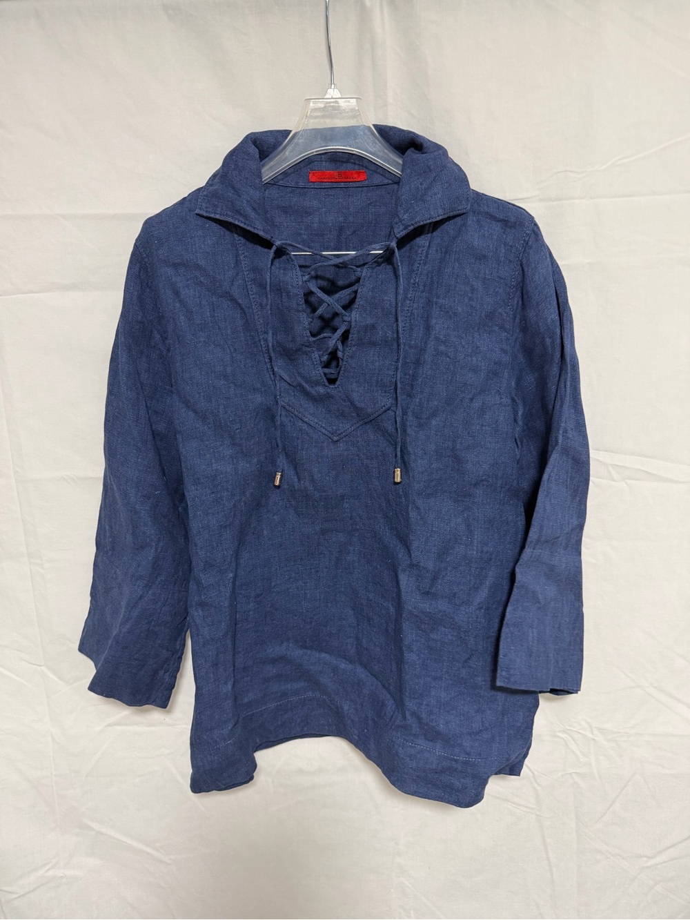 Carolina Herrera Indigo Lace-Up Linen Tunic